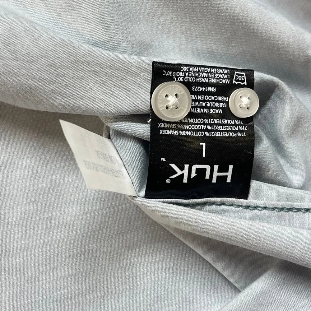 Huk Kona Mens Short Sleeve Button Down Fishing Shirt Gray Print Large